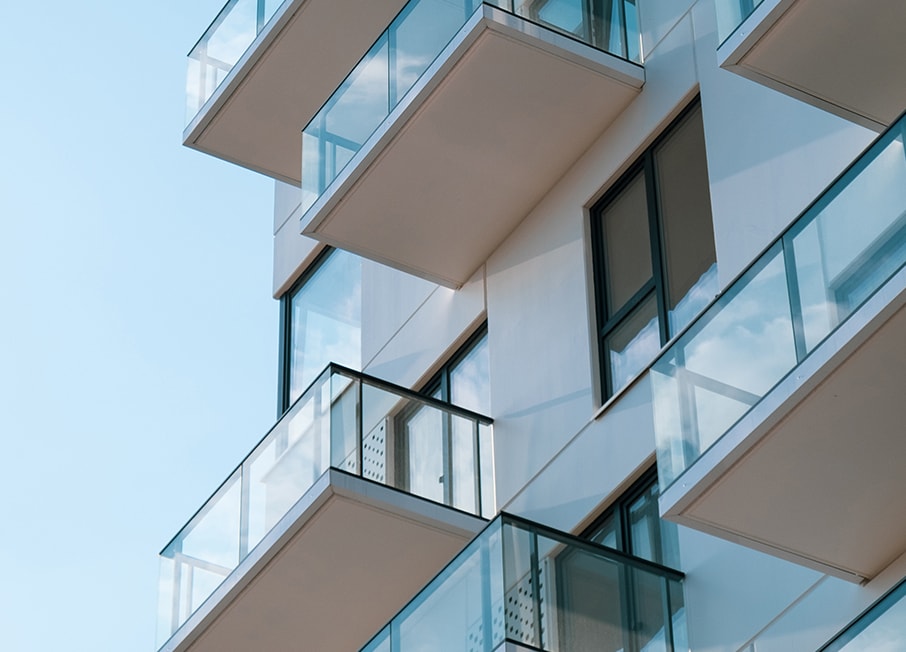 Exterior angle of apartment building balconies landscape