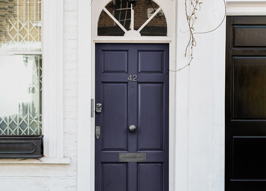 Exterior view of house front door landscape