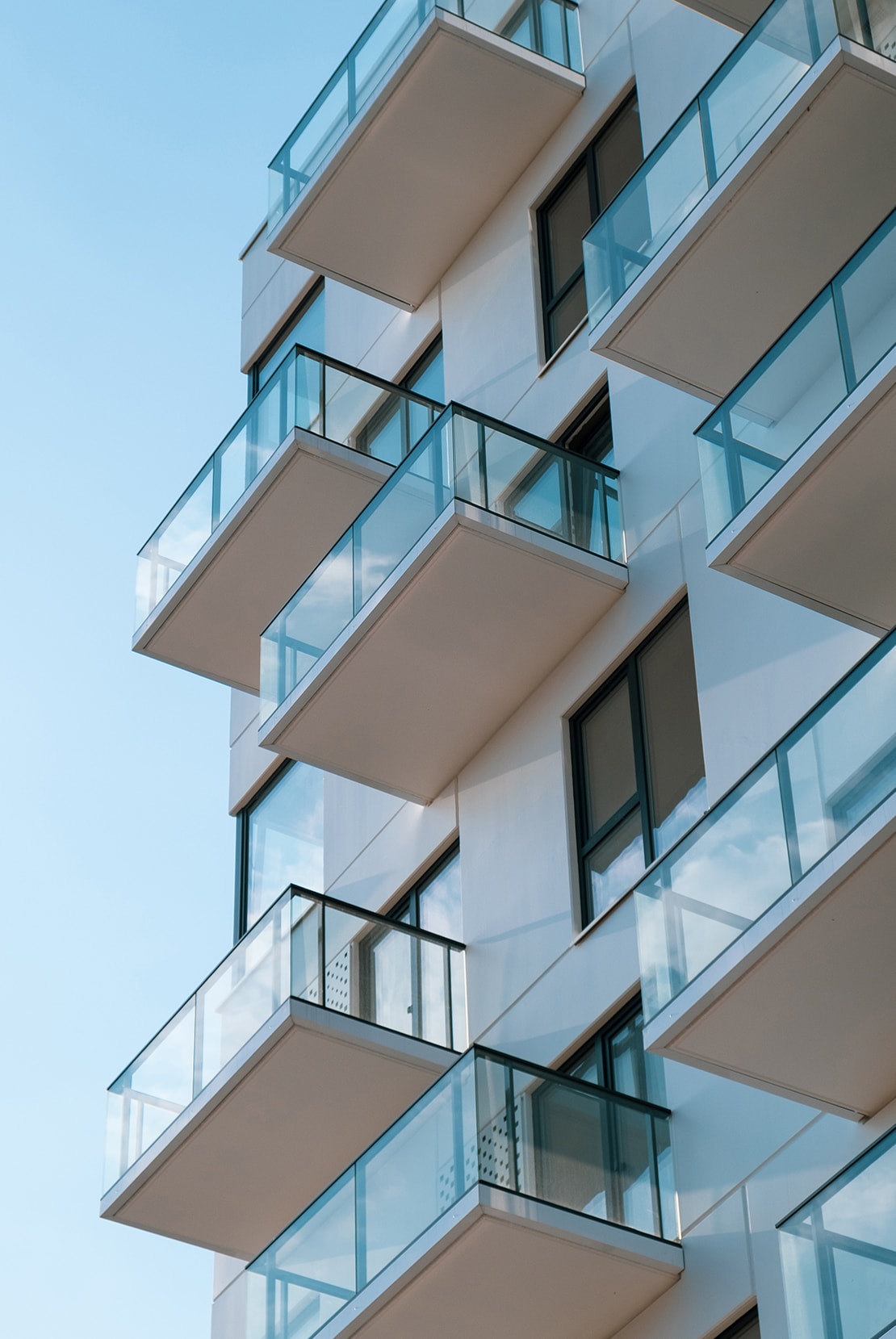 Exterior angle of apartment building balconies